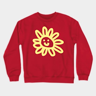 Yellow Daisy Flower Smiley Face Crewneck Sweatshirt